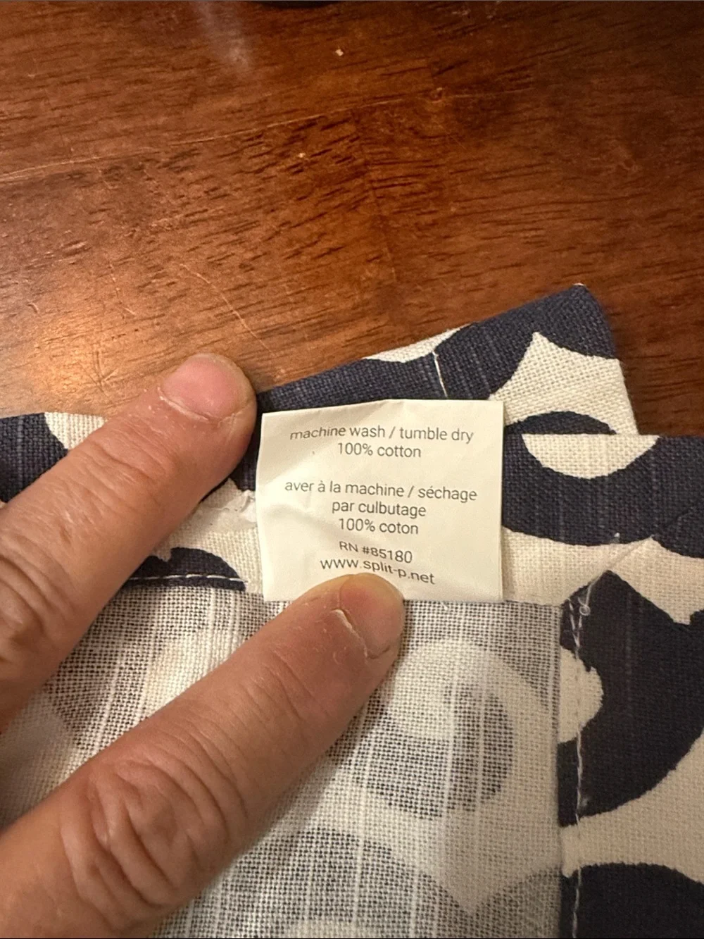 split Navy and White Wave Pattern Cotton Hand Towels